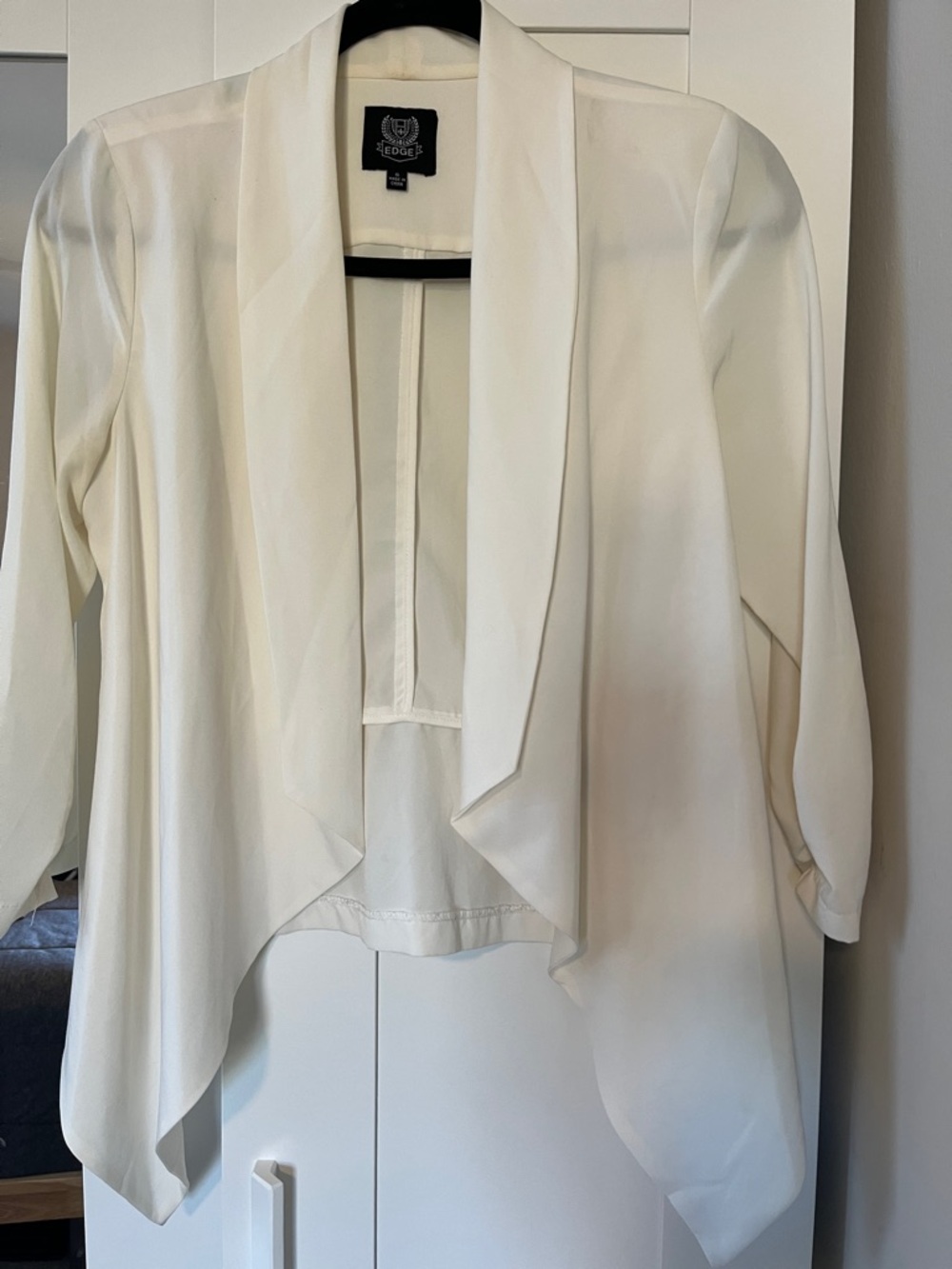 edge Ivory Open-Front Draped Blazer